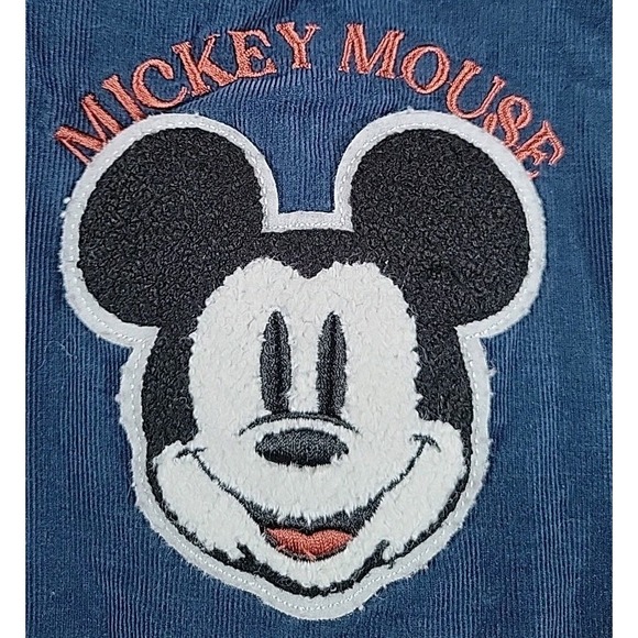 Disney Baby Mickey Mouse Blue Corduroy Overall Pants 24 months Pull Snap Buttons - Picture 1 of 6